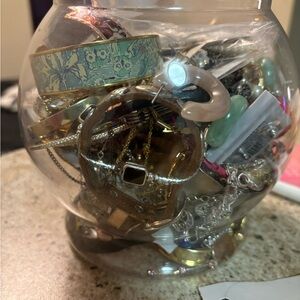 Assorted Jewelry Collection in Glass Jar